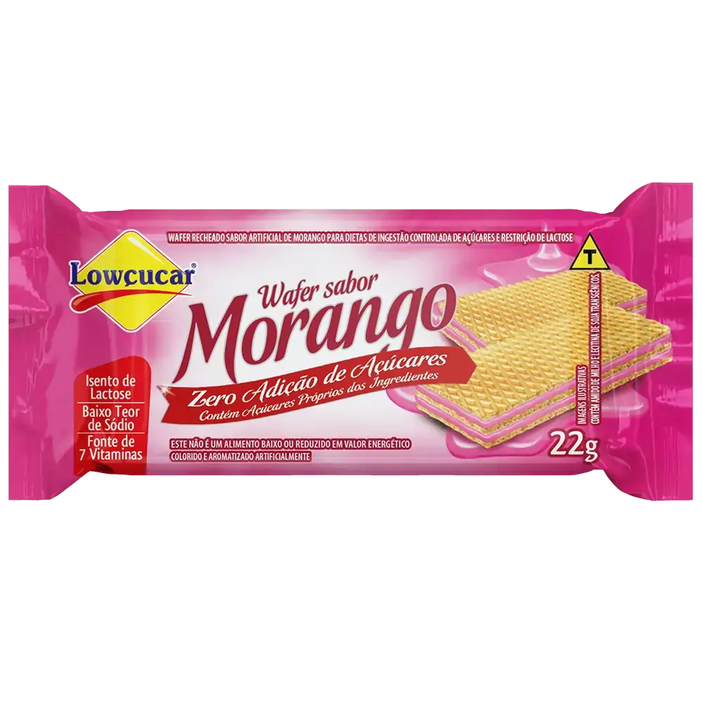 Biscoito Wafer Recheio Morango Zero Lactose Lowçucar Pacote 22g