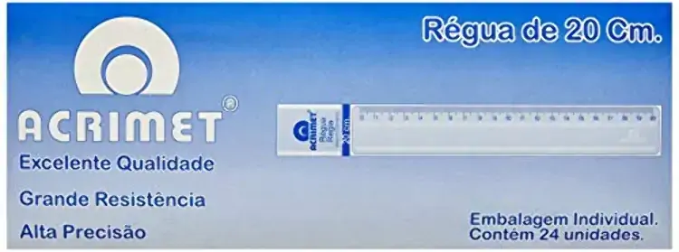 Regua Acrilica Cristal 20cm Acrimet | 24 Unidades