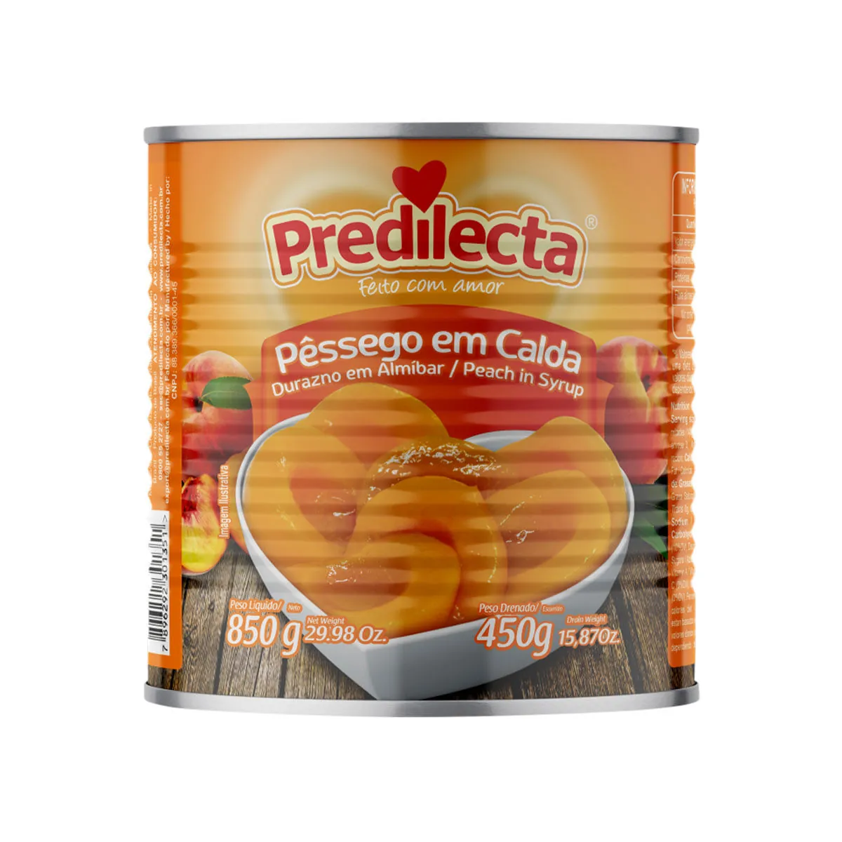 Pêssego Em Calda Metades Predilecta Lata 450g