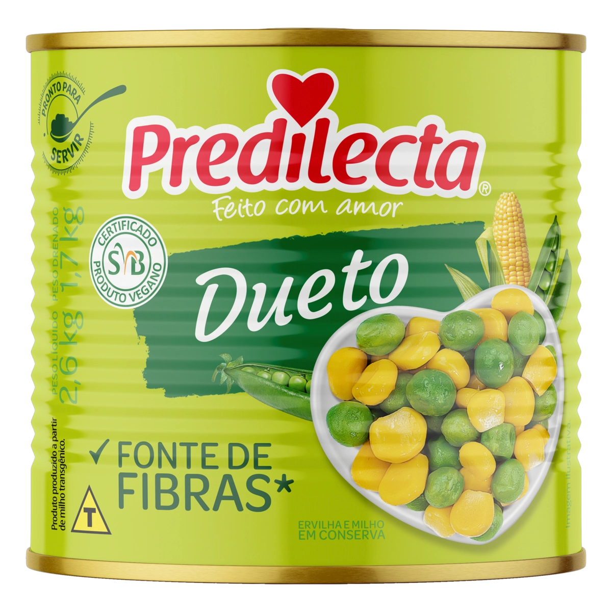 Ervilha E Milho Verde Em Conserva Dueto Predilecta Lata 1,7kg