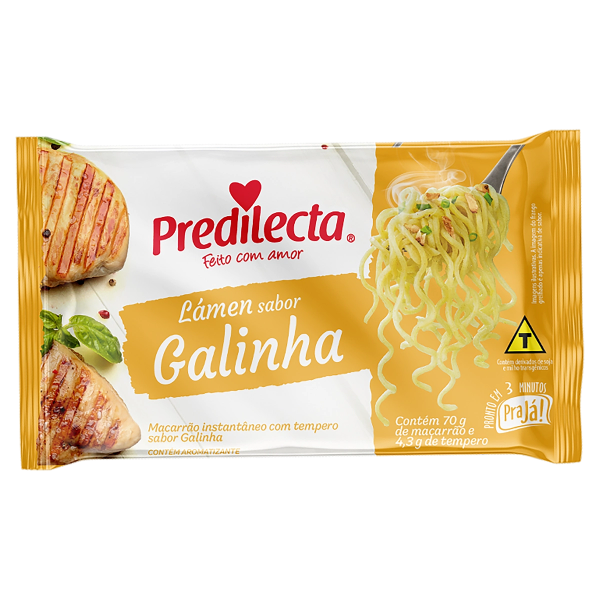 Macarrão Instantâneo Lámen Galinha Predilecta Pra Já Pacote 74,3g