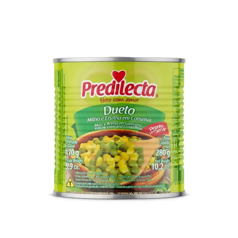 Ervilha E Milho Verde Em Conserva Dueto Predilecta Lata 170g