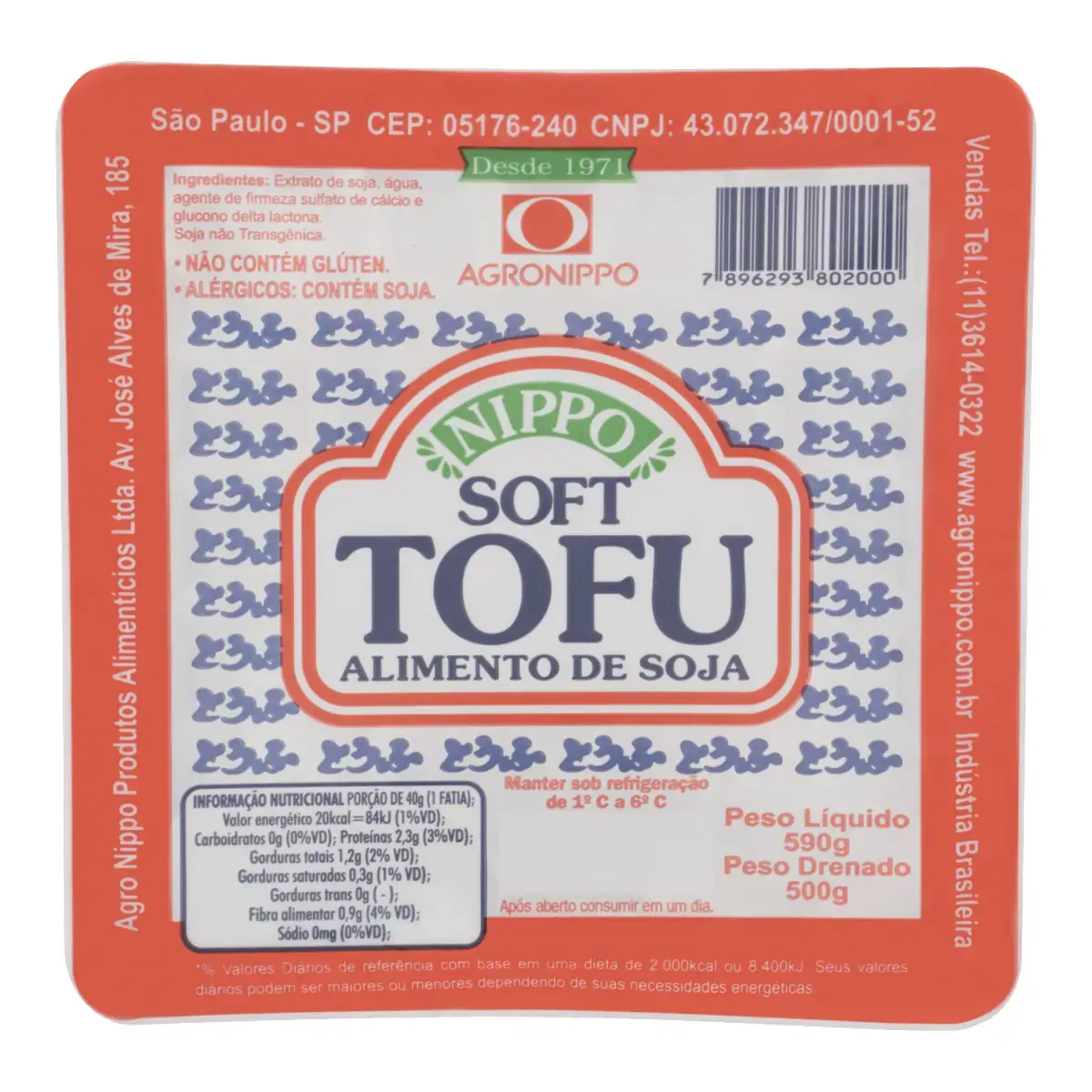 Alimento de Soja Soft Tofu Agronippo Bandeja 500g