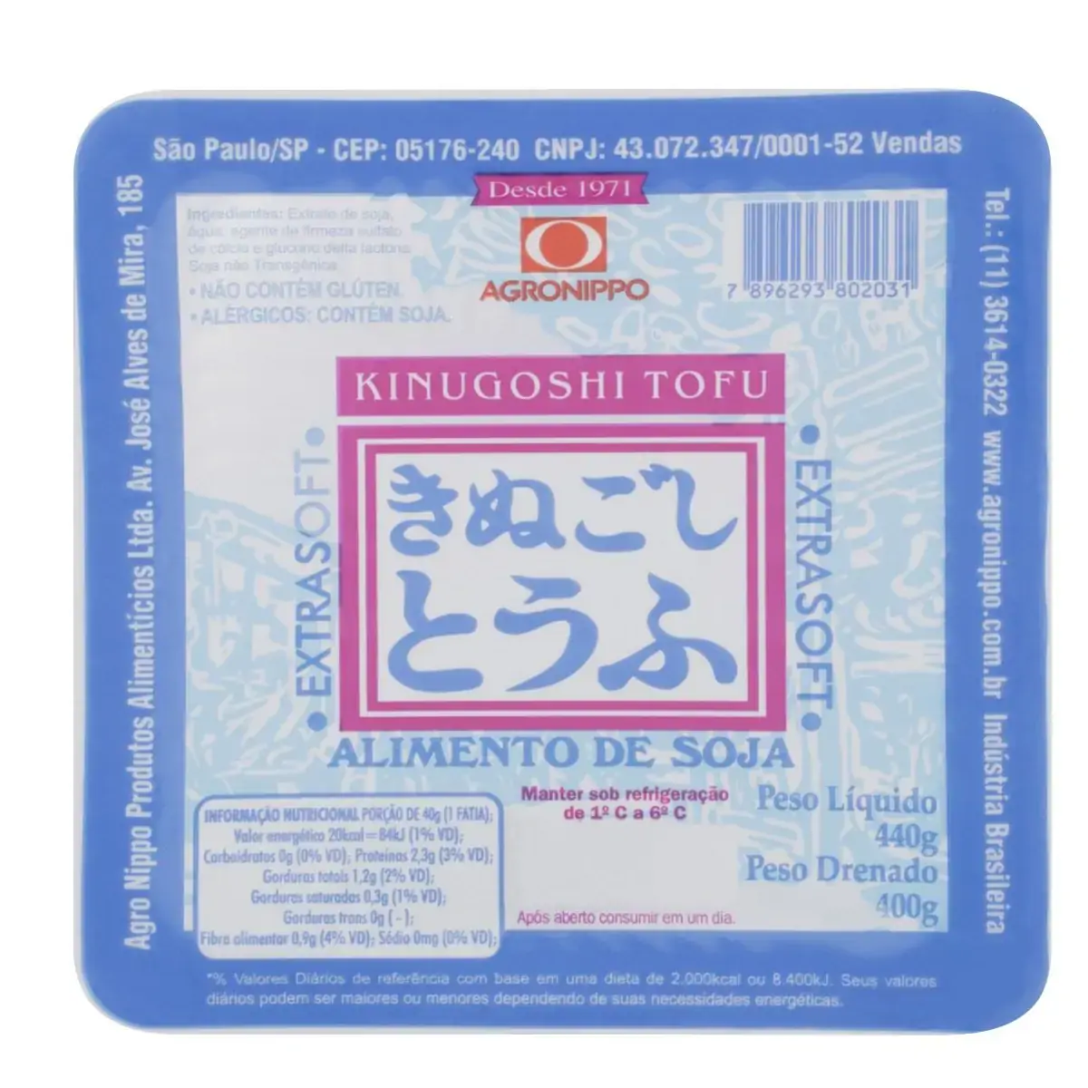 Alimento de Soja Kinugoshi Tofu Agronippo 400g