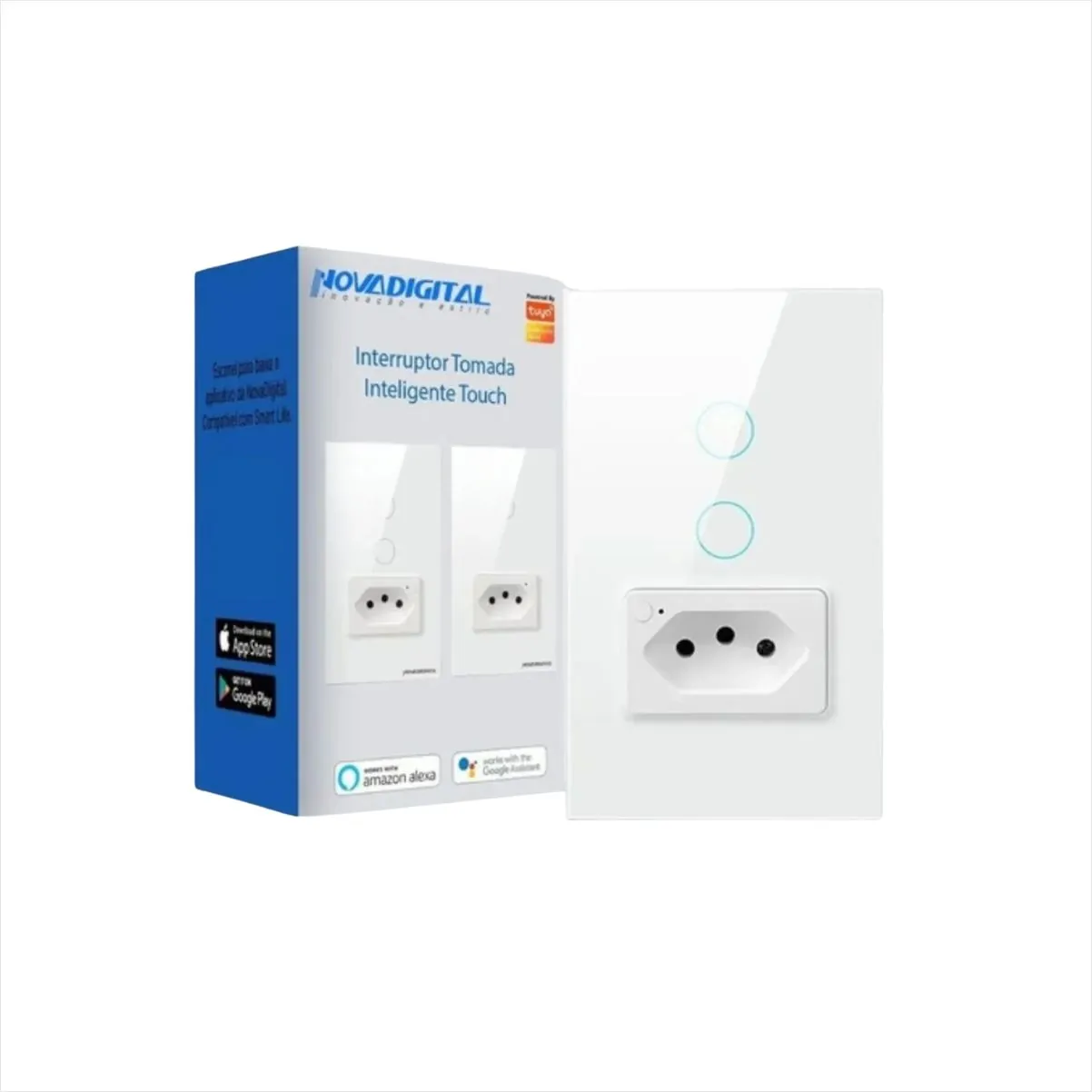 Interruptor Wifi Inteligente Novadigital 2 Botões Tomada 20a