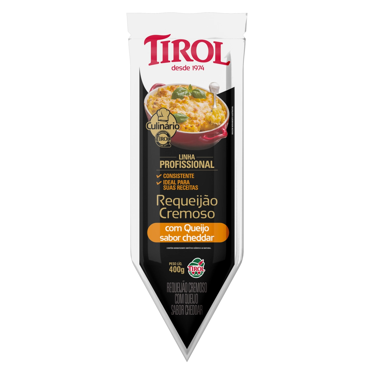 Requeijão Cremoso Com Queijo Cheddar Tirol Profissional Bisnaga 400g