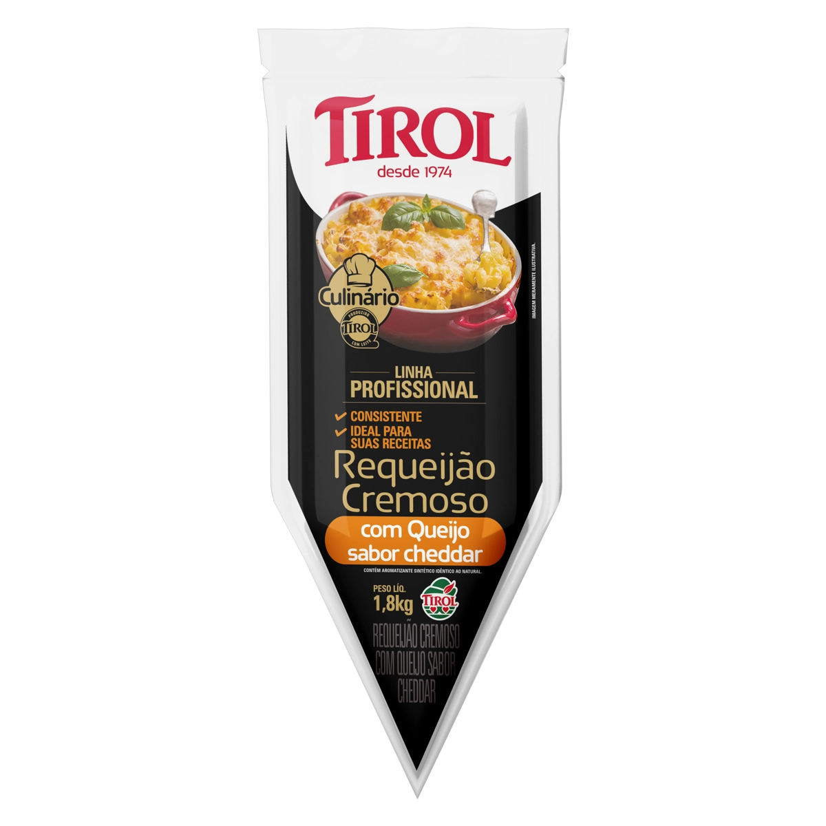 Requeijão Cremoso Com Queijo Cheddar Tirol Profissional Bisnaga 1,8kg
