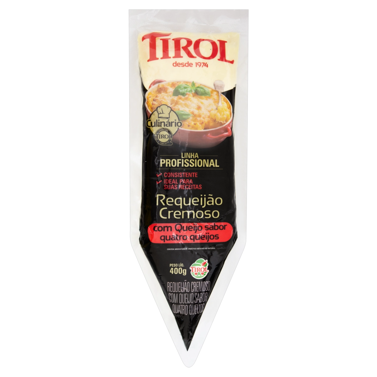 Requeijão Cremoso Com Queijo Uso Culinário Quatro Queijos Tirol Profissional Bisnaga 400g