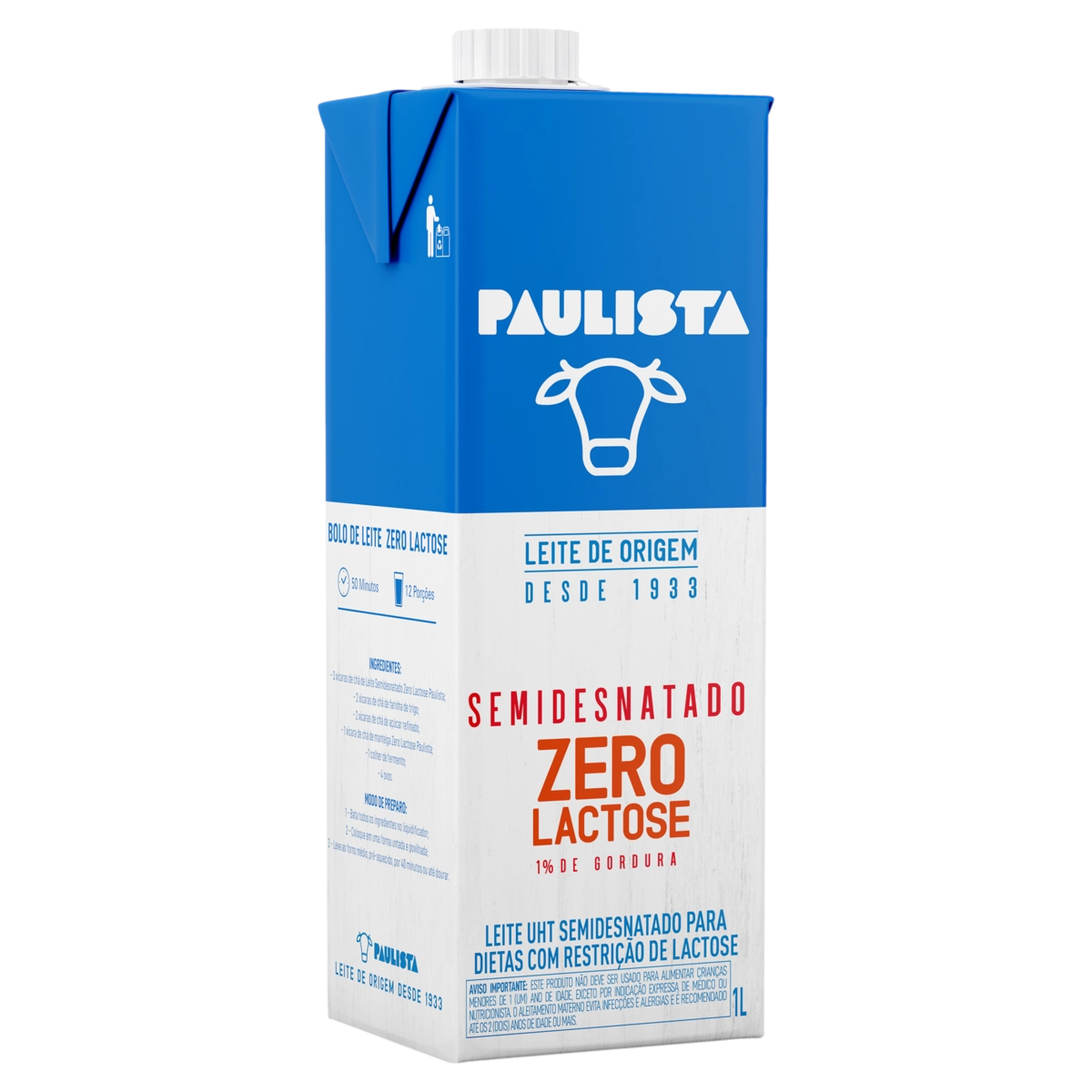 Leite Uht Semidesnatado Zero Lactose Paulista Caixa Com Tampa 1l