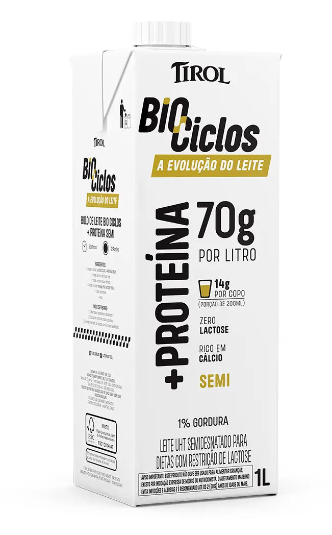 Leite Uht Semidesnatado Zero Lactose Tirol Biociclos Proteína Caixa Com Tampa 1l