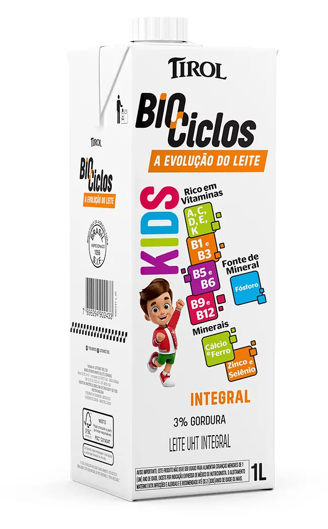 Leite Uht Integral Tirol Biociclos Kids Caixa Com Tampa 1l