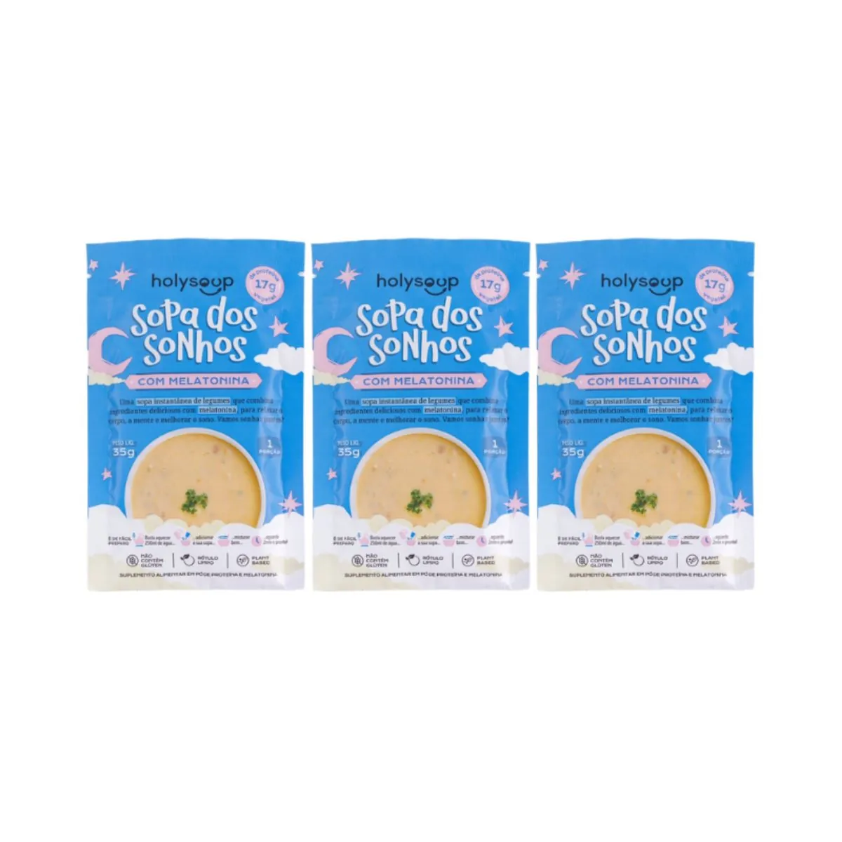 Kit 3X: Sopa dos Sonhos com Melatonina Sachê Holysoup 35g
