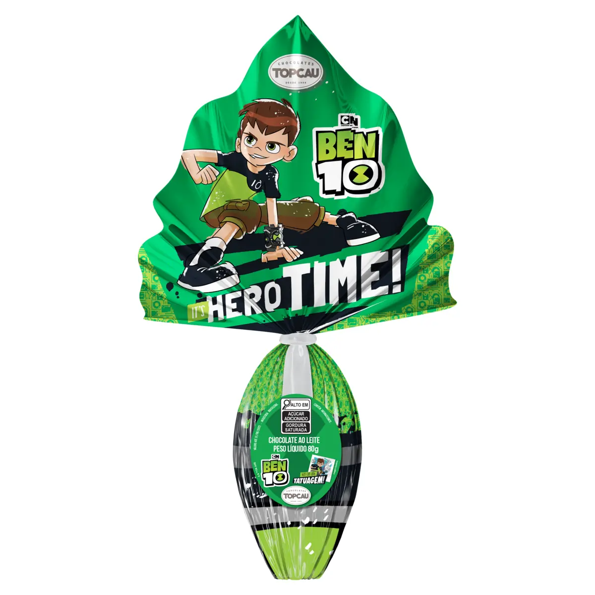 Ovo De Páscoa Ao Leite Ben 10 Topcau 80g Vem Com Uma Tatuagem