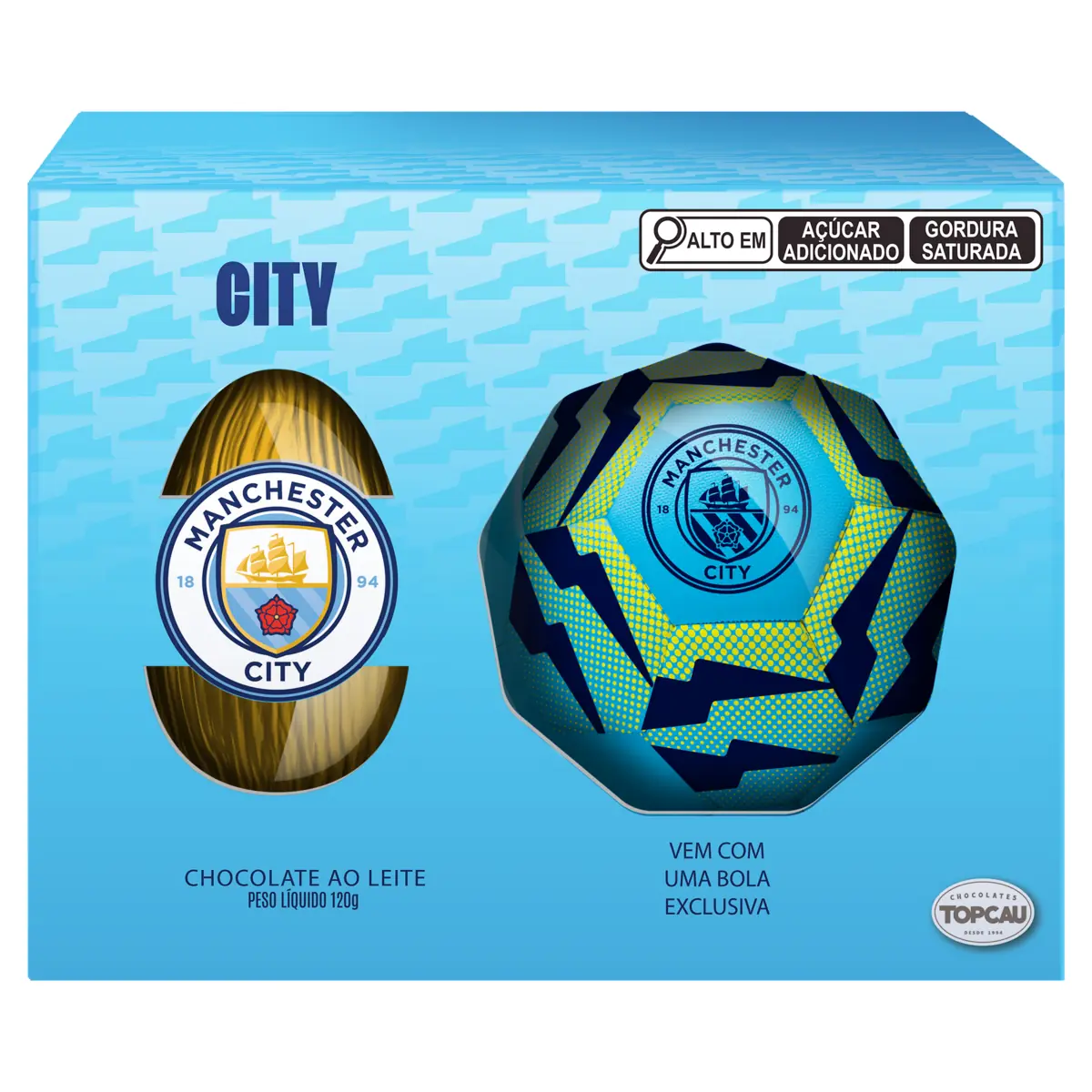 Ovo De Páscoa Ao Leite Manchester City Topcau Caixa 120g Vem Com Uma Bola Exclusiva