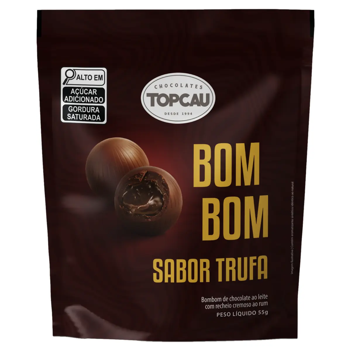 Bombom Ao Leite Trufa Topcau Pouch 55g 5 Unidades