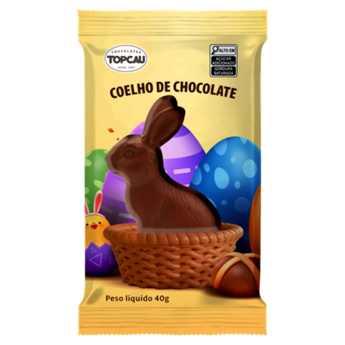 Coelho De Chocolate Ao Leite Topcau Pacote 40g