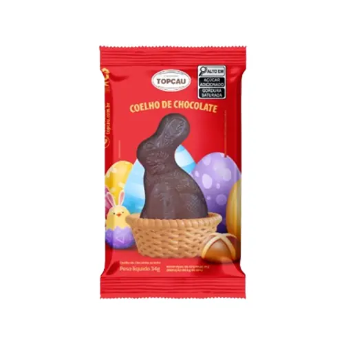 Coelho Choc Leite Topcau 34g