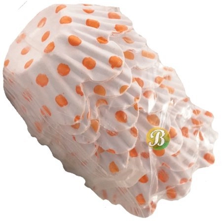 Liners In Flower Shape With Polka Dots 5 For Sweets Bol Pos. Laranja Orange On White
