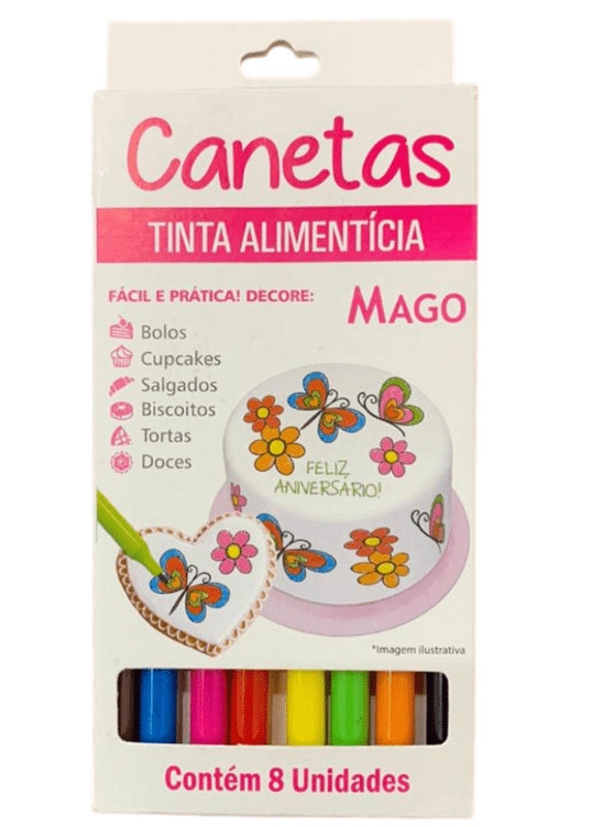 Canetas Tinta Alimenticias Decor C/8 Mago