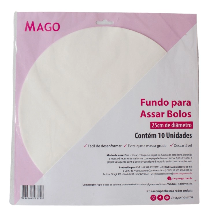 Fundo Para Assar Bolos 25cm 10un 7672 Mago