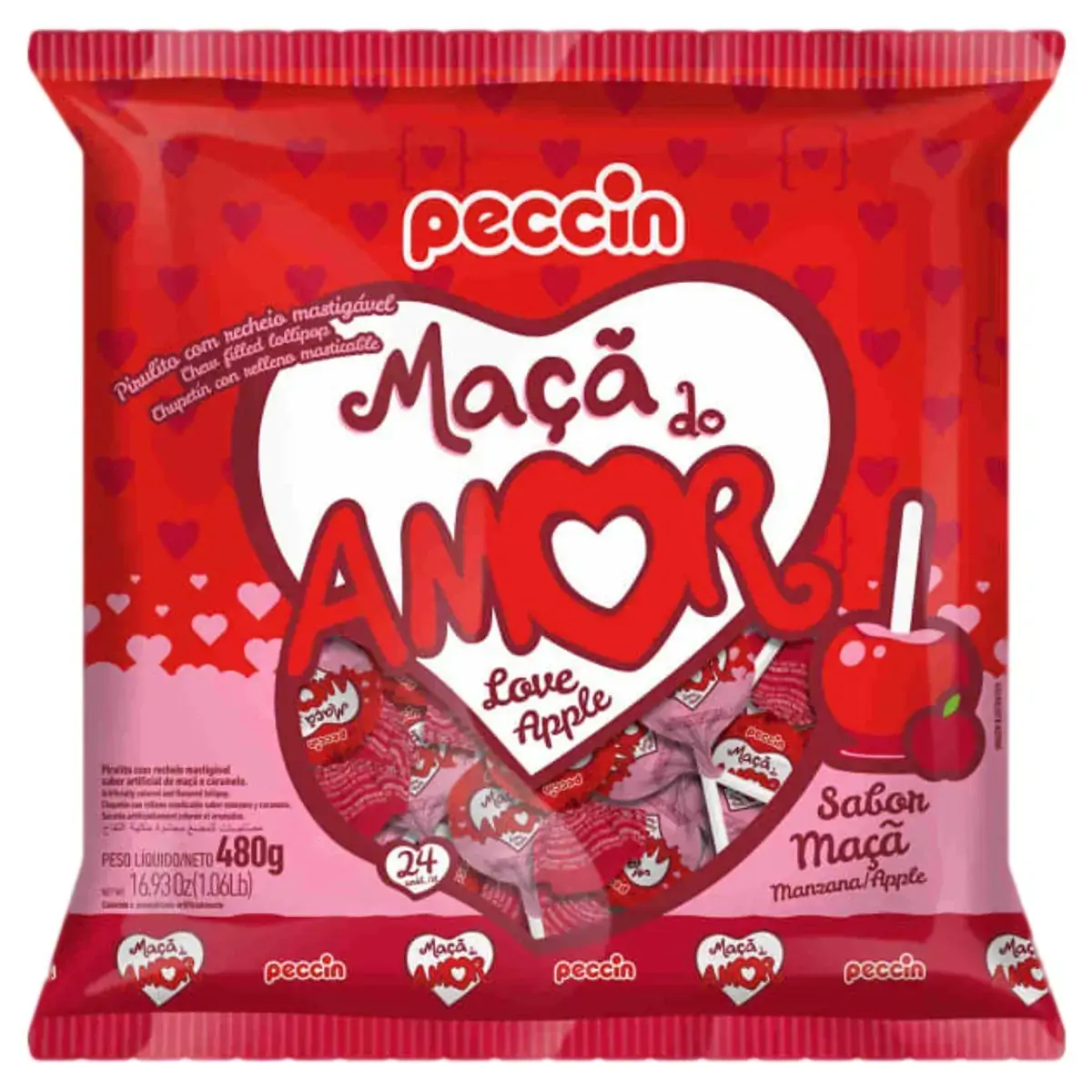 Pirulito PECCIN Maçã do Amor 480G
