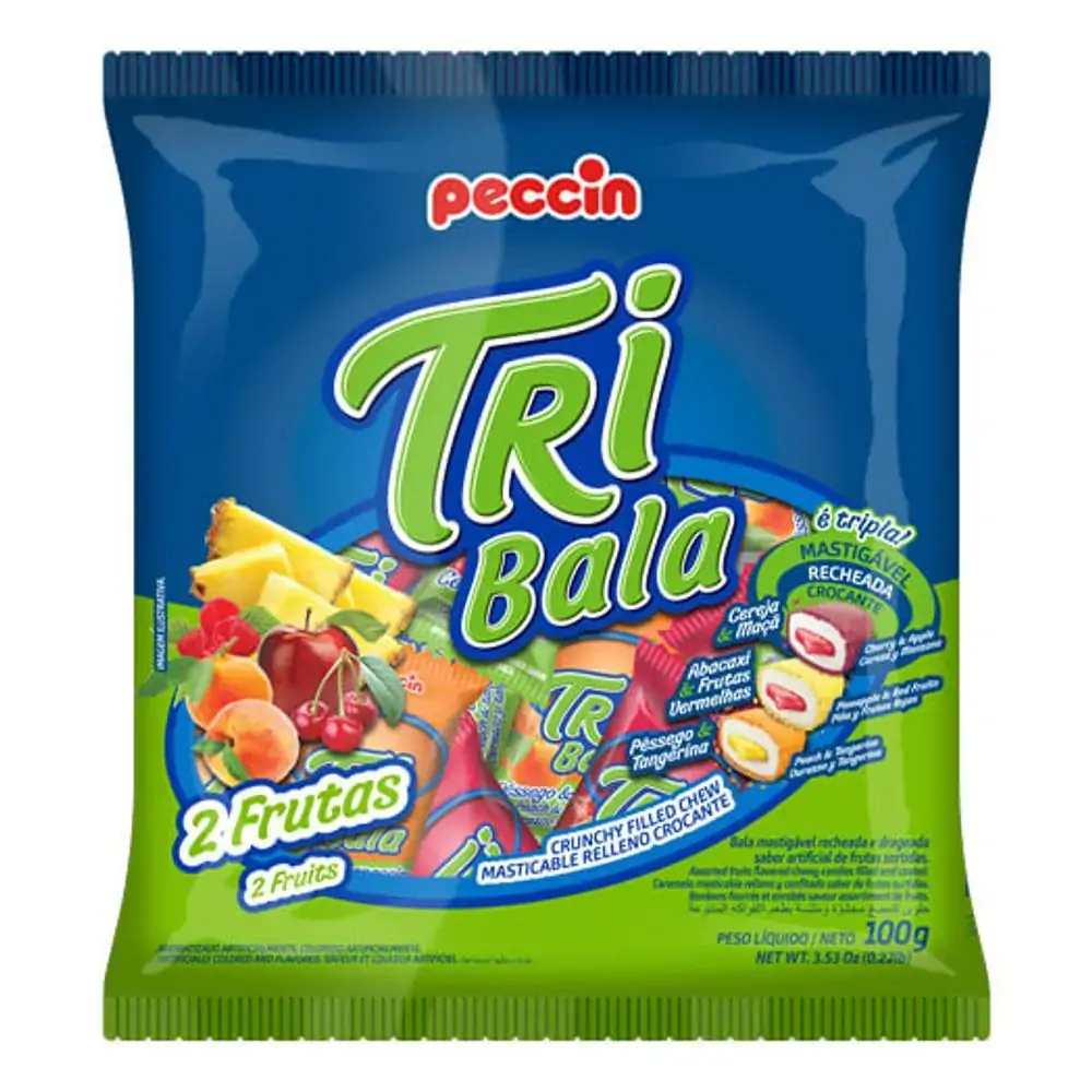 Bala Peccin Tribala 2 Frutas Rec. Croc 500,0g 1un