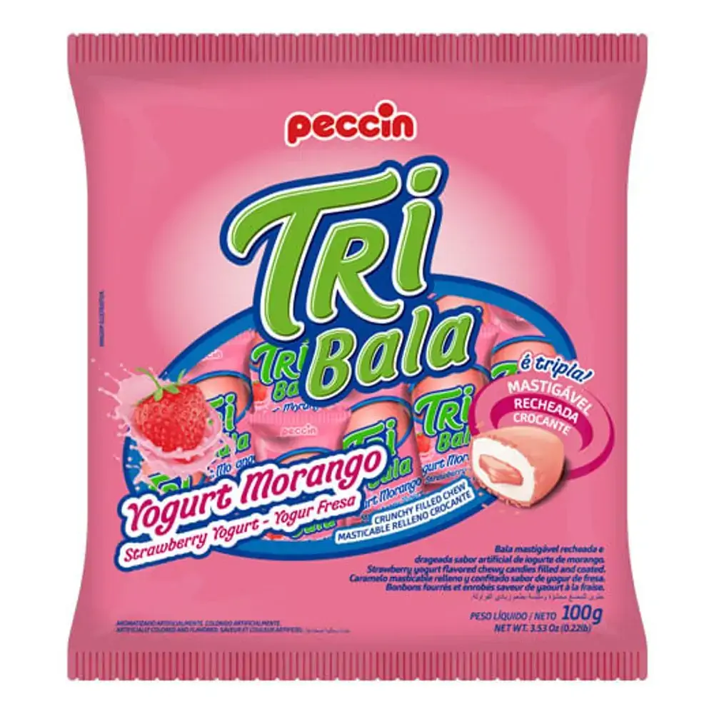 Bala Tri Yogurt Morango 500g Peccin