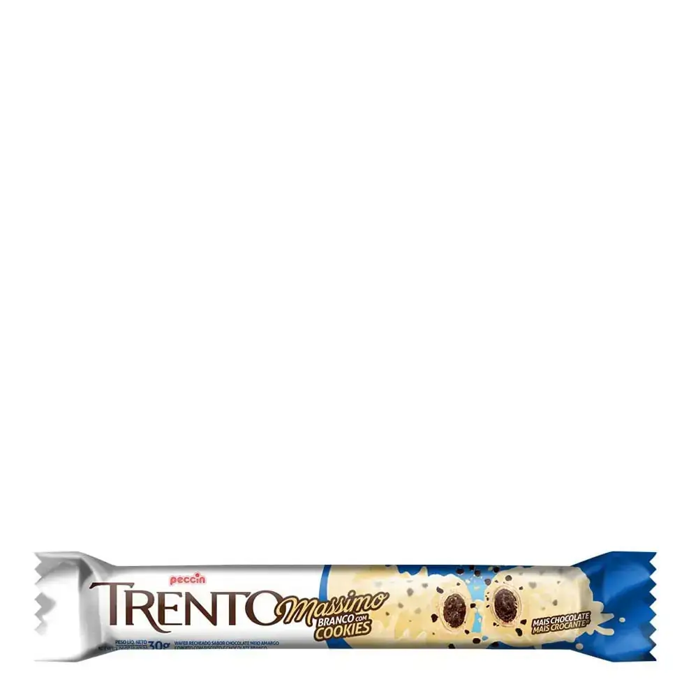 Wafer Branco Com Cookies Trento Massimo Pacote 30g