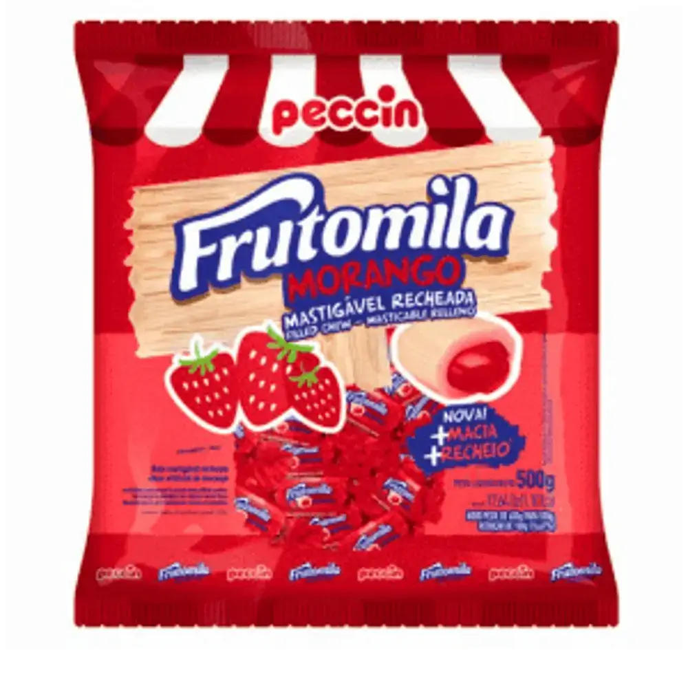 Bala Peccin Frutomila Morango 500g