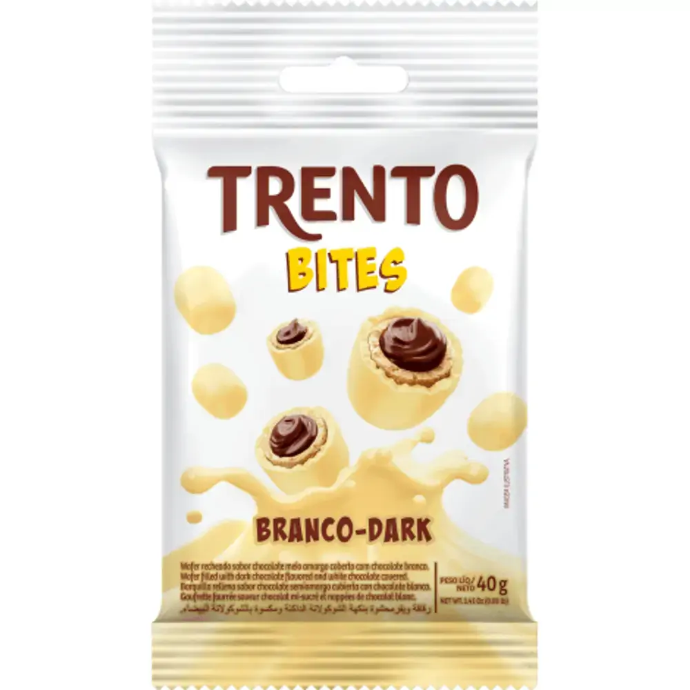 Wafer Branco Dark Trento Bites Pacote 40g