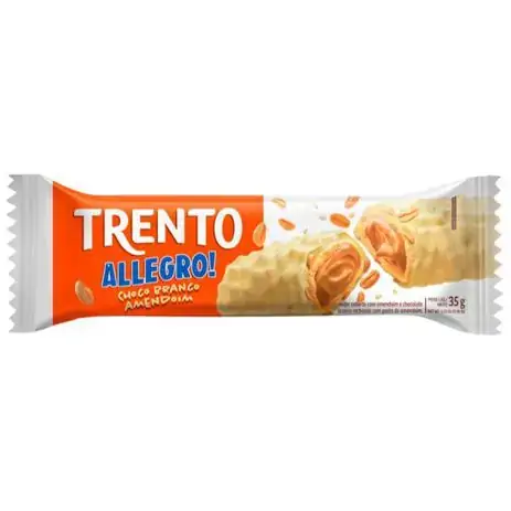Wafer Choco Branco Com Amendoim Trento Allegro Caixa 416g 16 Unidades
