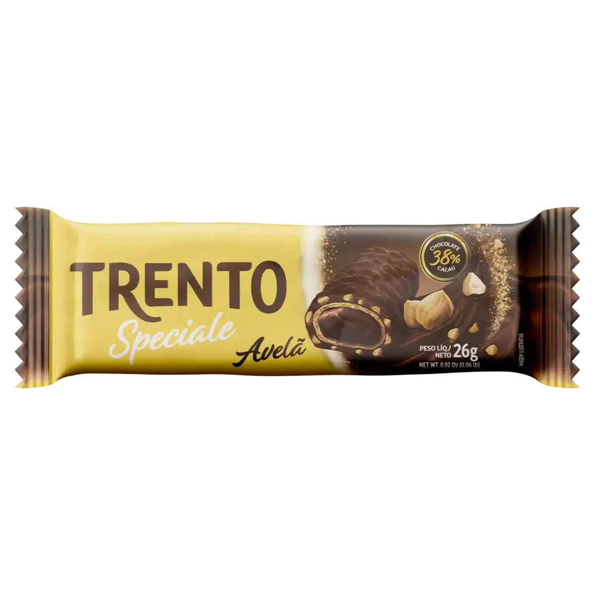 Wafer Recheio Creme De Avelã Cobertura Chocolate Ao Leite E Pedaços De Avelã Trento Speciale Pacote