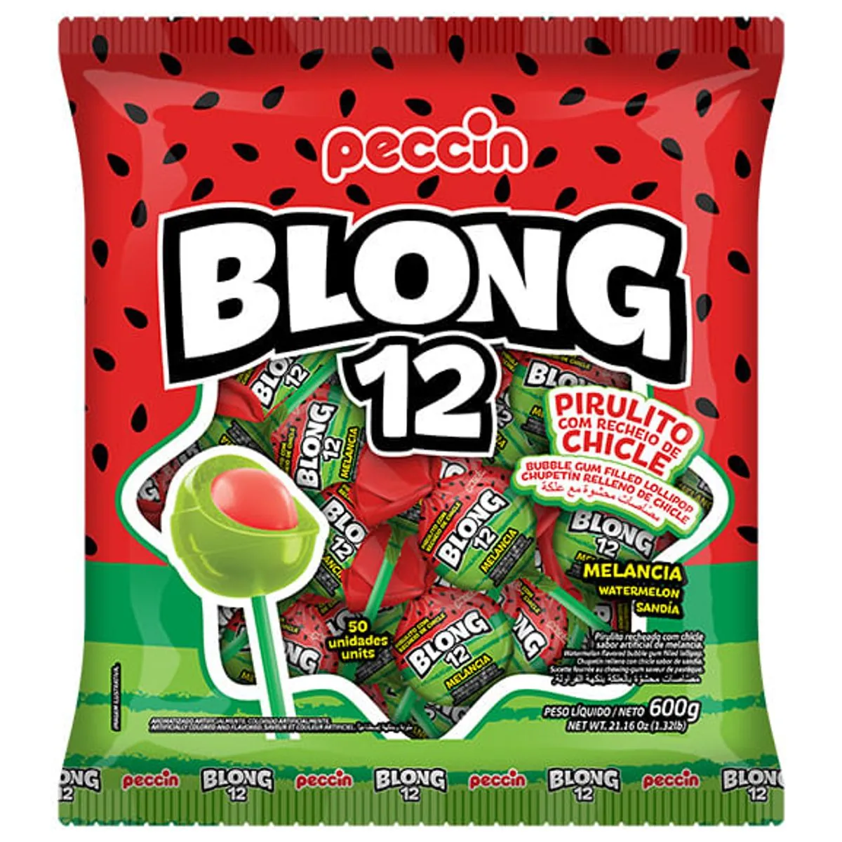 Pirulito Peccin Blong 12 Melancia 600g