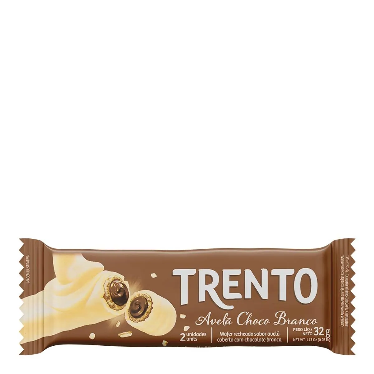 Wafer Avelã Choco Branco Trento Pacote 32g