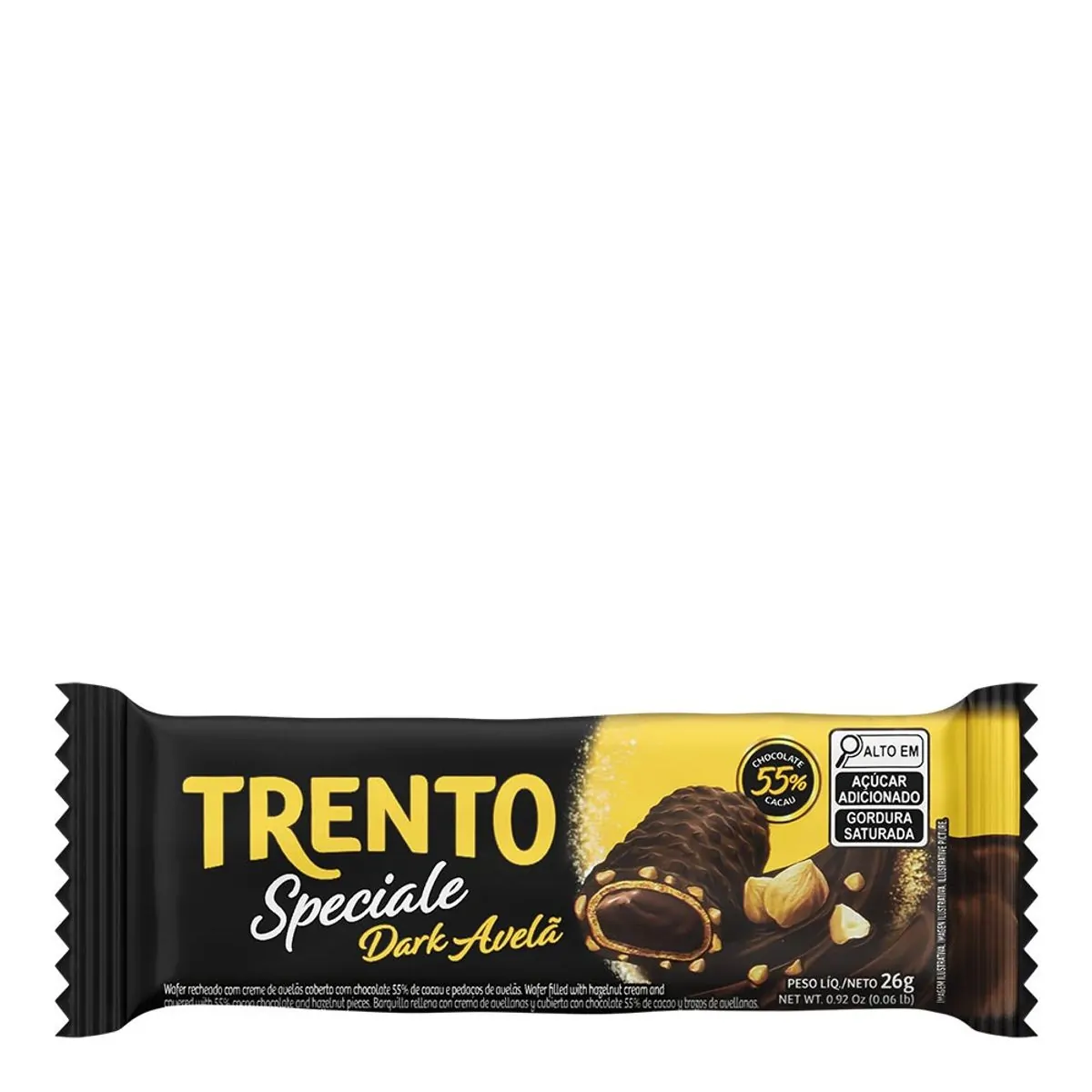 Wafer Dark Avelã Trento Speciale Pacote 26g