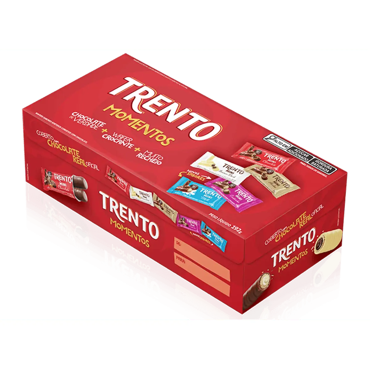 Wafer Sortido Cobertura Chocolate Trento Mini Momentos Caixa 192g