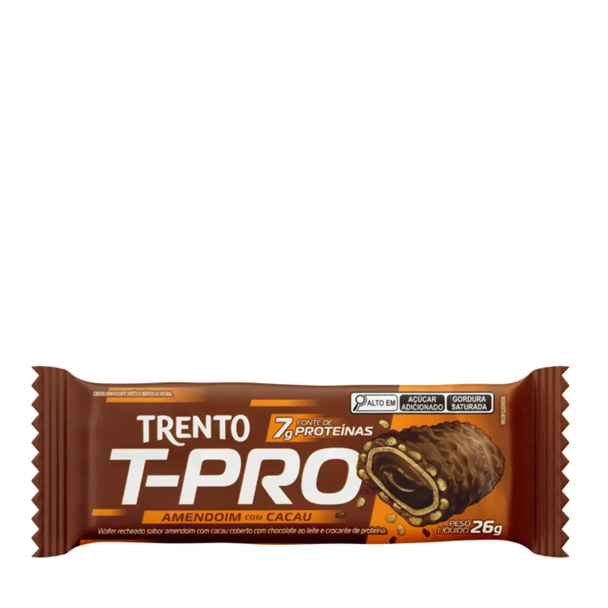 Wafer Recheio Amendoim Com Cacau Cobertura Chocolate Ao Leite E Crocante Trento T Pro Pacote 26g