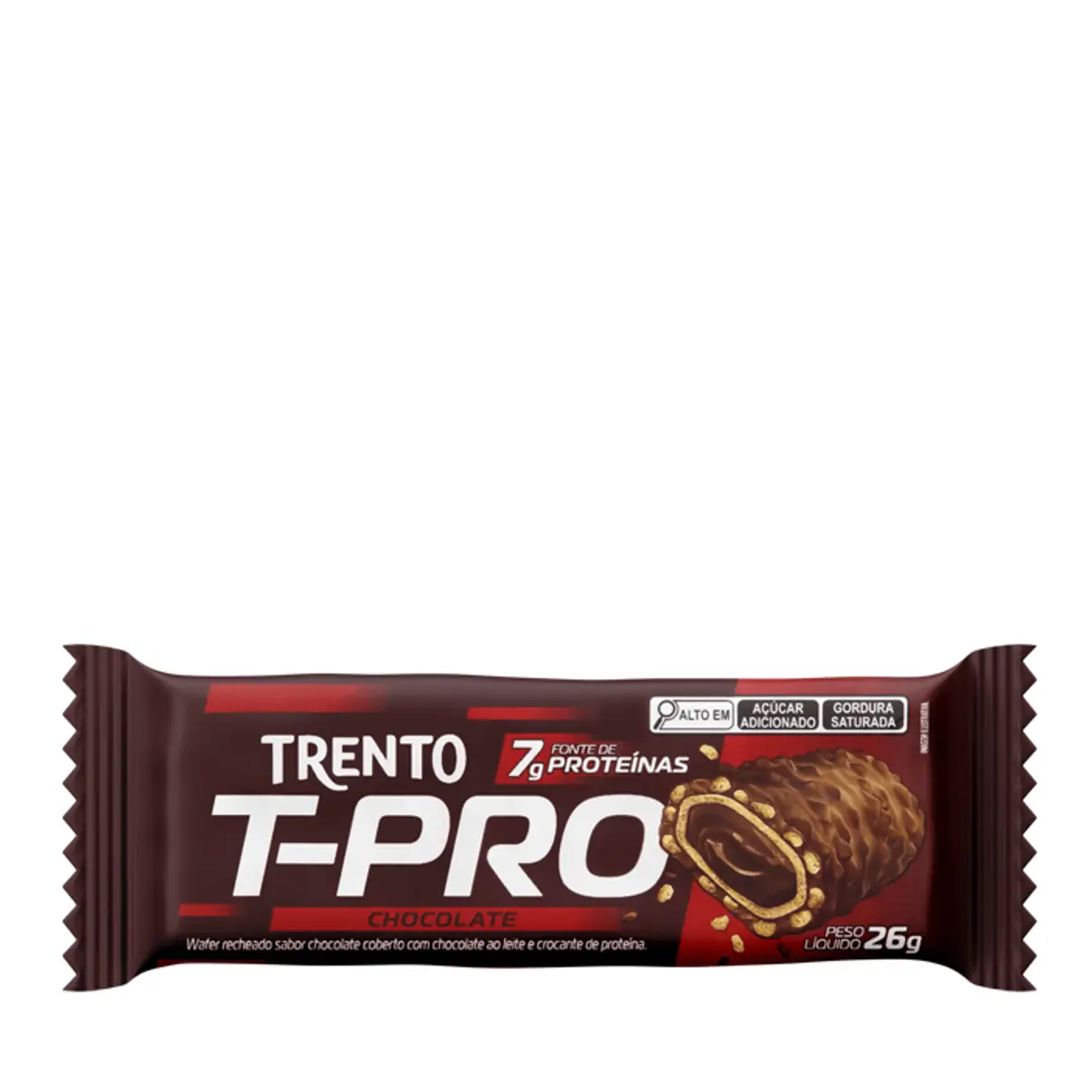 Wafer Recheio Chocolate Cobertura Chocolate Ao Leite E Crocante Trento T Pro Pacote 26g