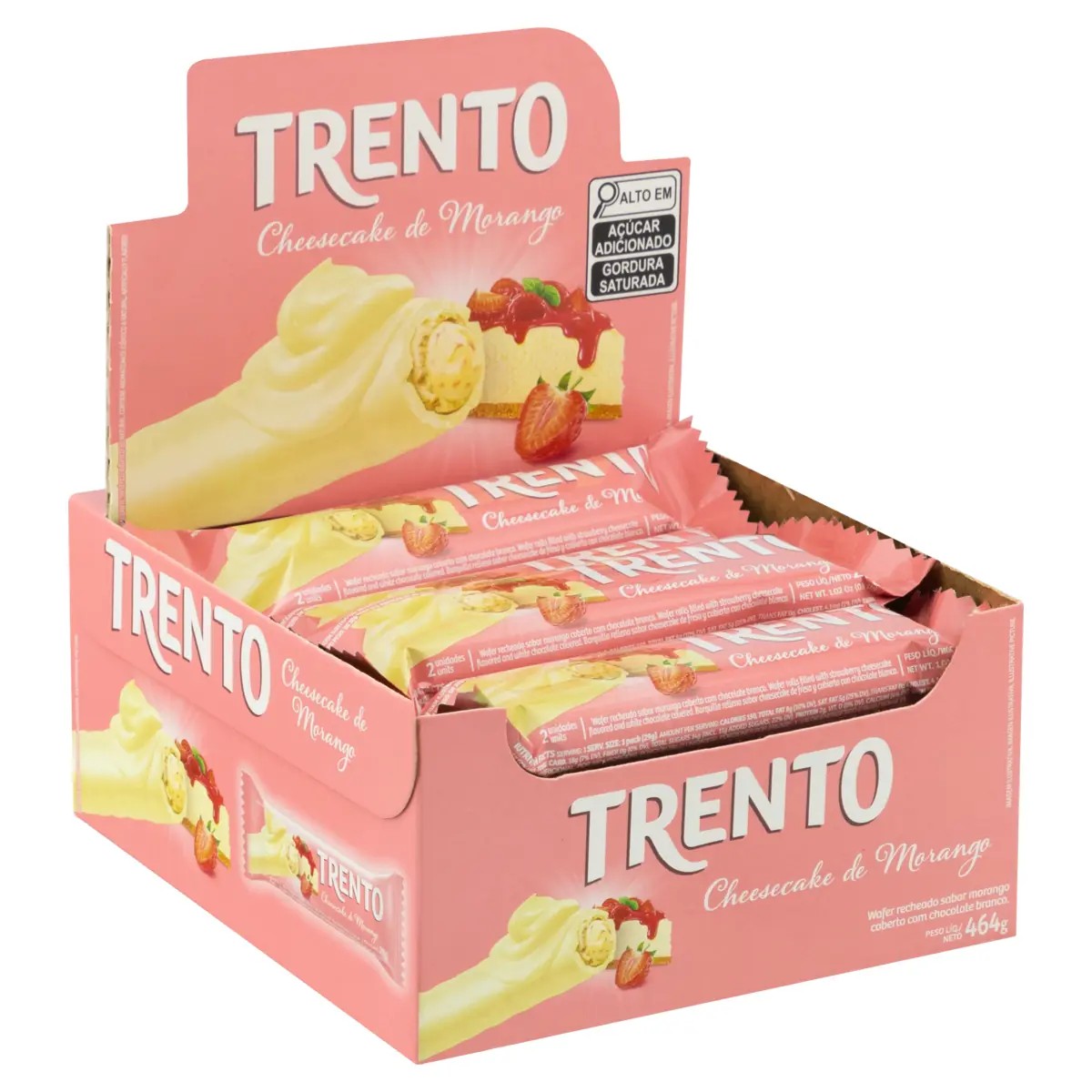 Wafer Cheesecake De Morango Trento Caixa 464g 16 Unidades