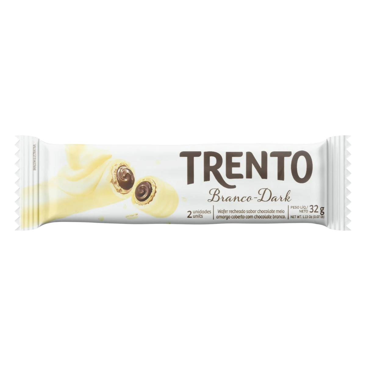 Wafer Branco Dark Trento Caixa 464g 16 Unidades