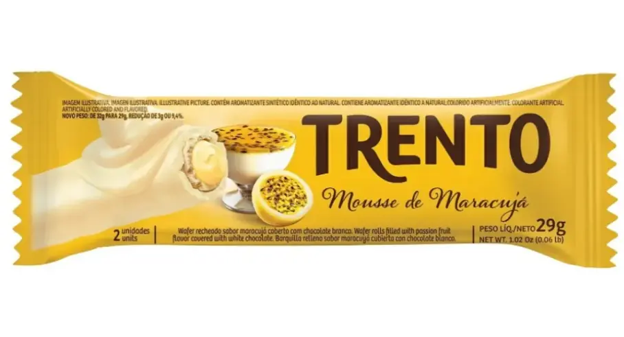 Wafer Mousse De Maracujá Trento Pacote 29g