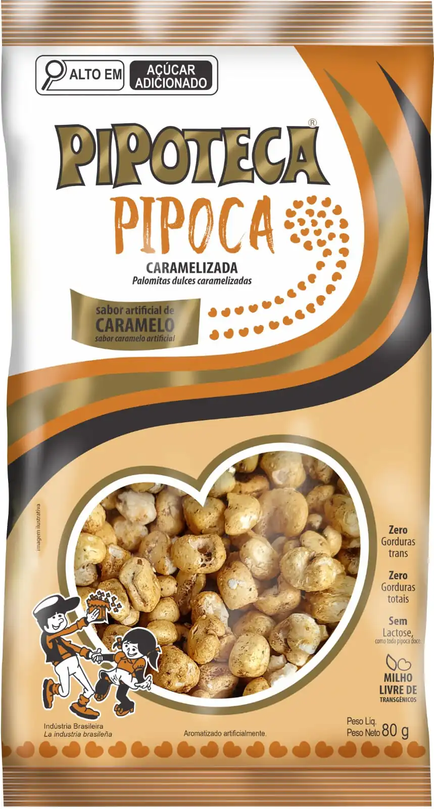 Pipoca Doce Caramelizada Caramelo 80g 268 Pipoteca