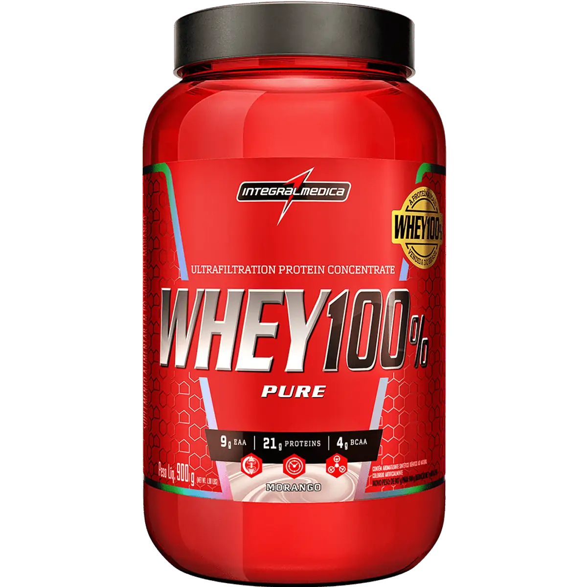 Whey 100% Pure 907gr - Integralmédica - Morango