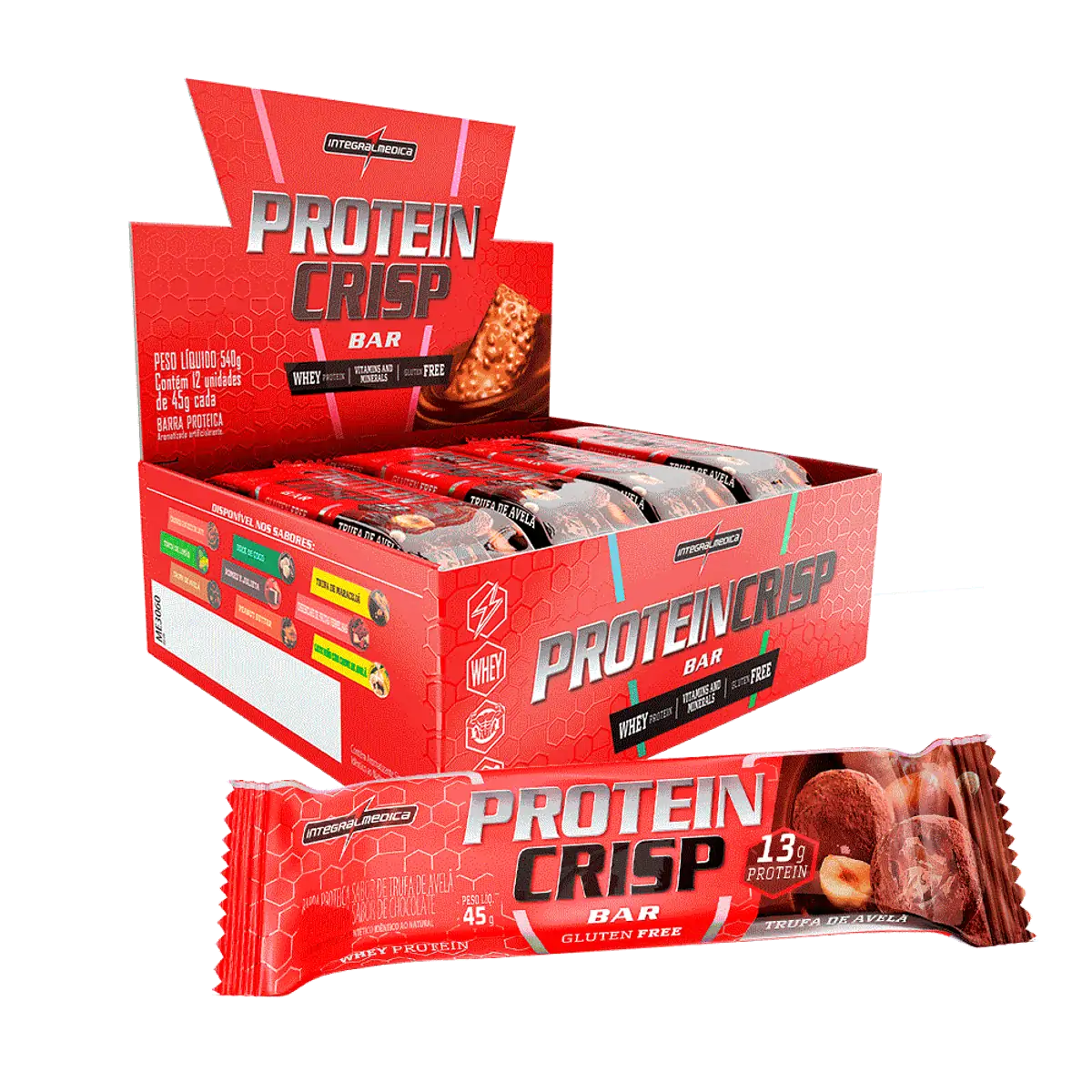 Protein Crisp Bar (12unid-45g) IntegralMedica-Trufa de Avelã - Trufa de Avela