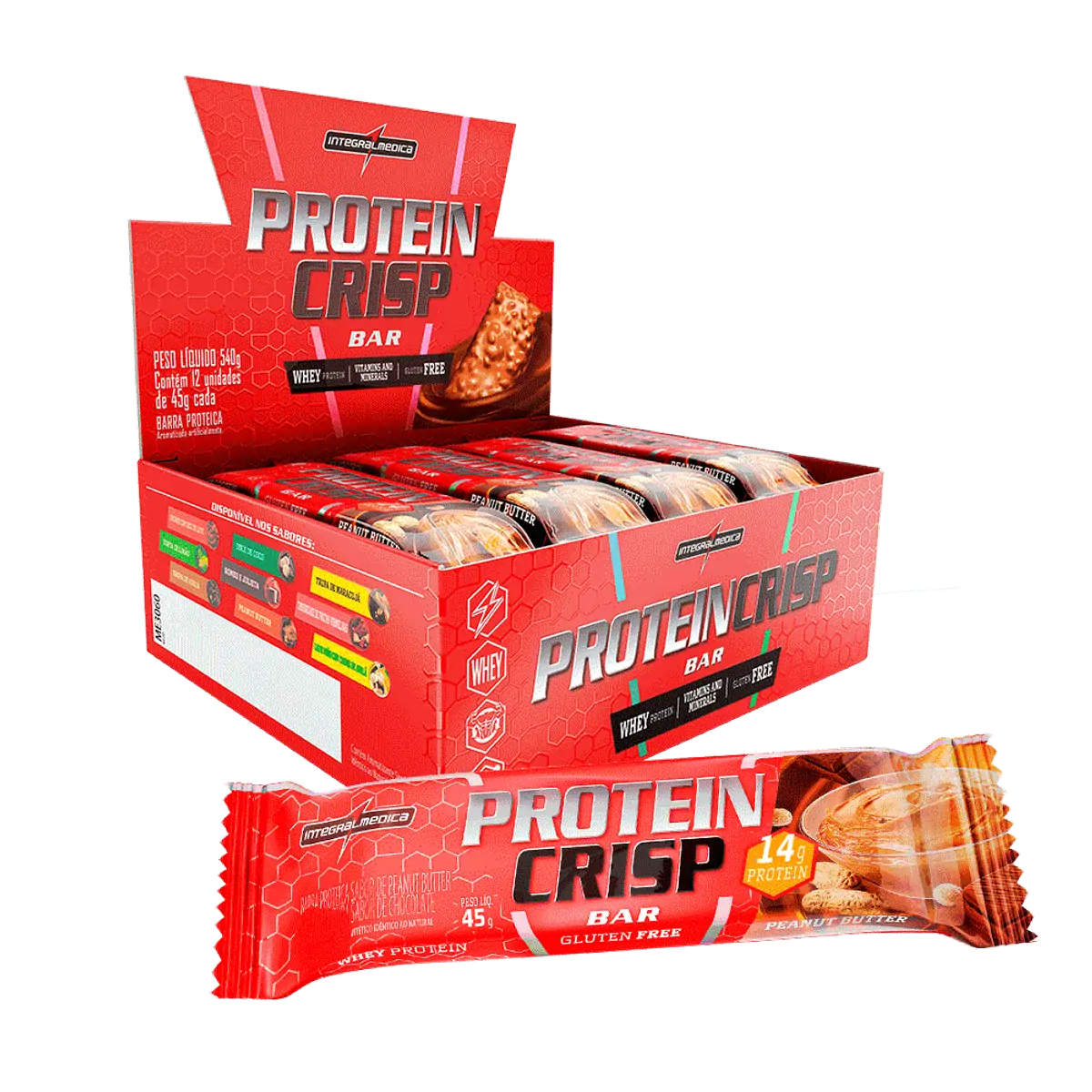 Protein Crisp Bar Peanut Butter Display 12 Unidades