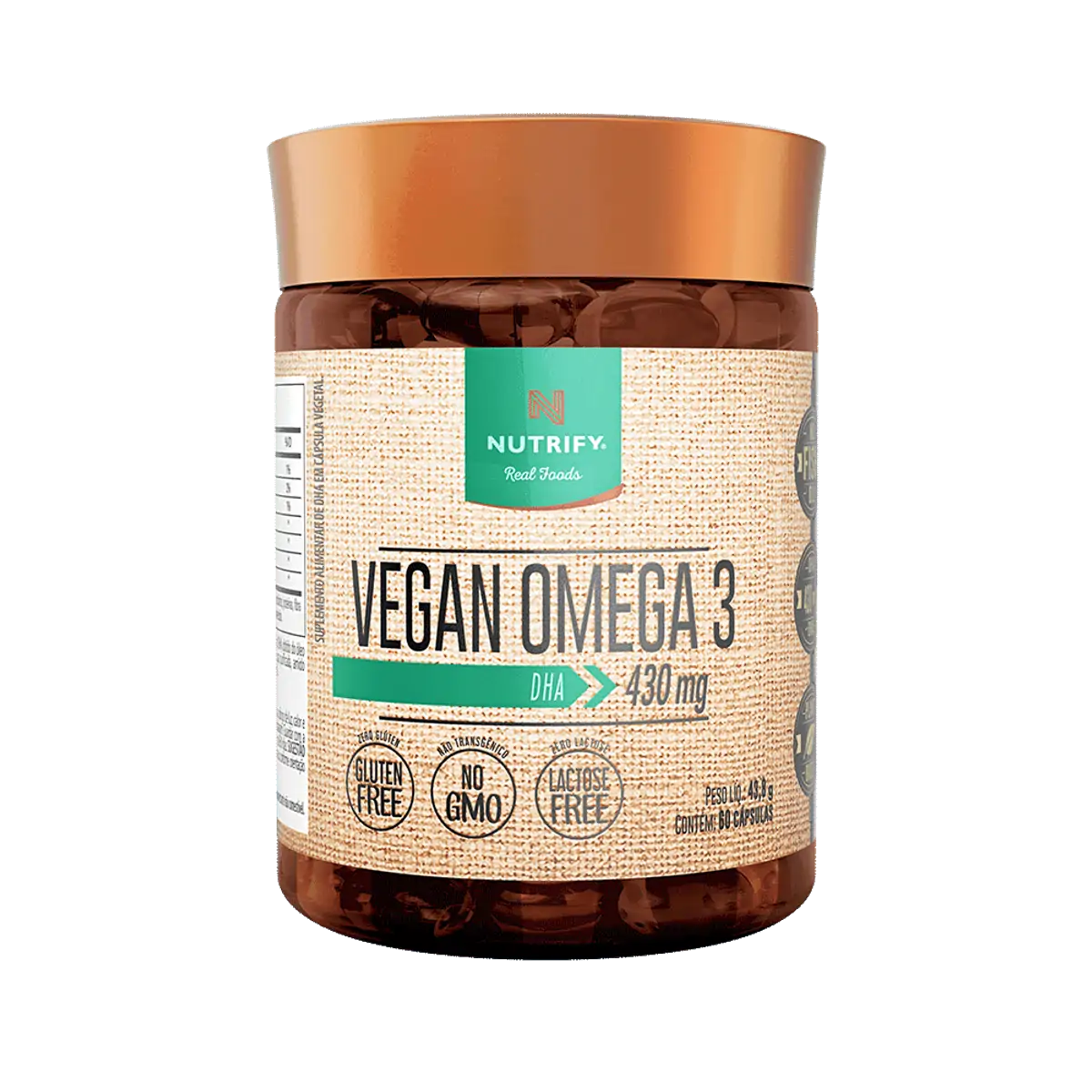 Vegan Ômega 3 60 Caps - 430mg Dha - Microalgas - Nutrify
