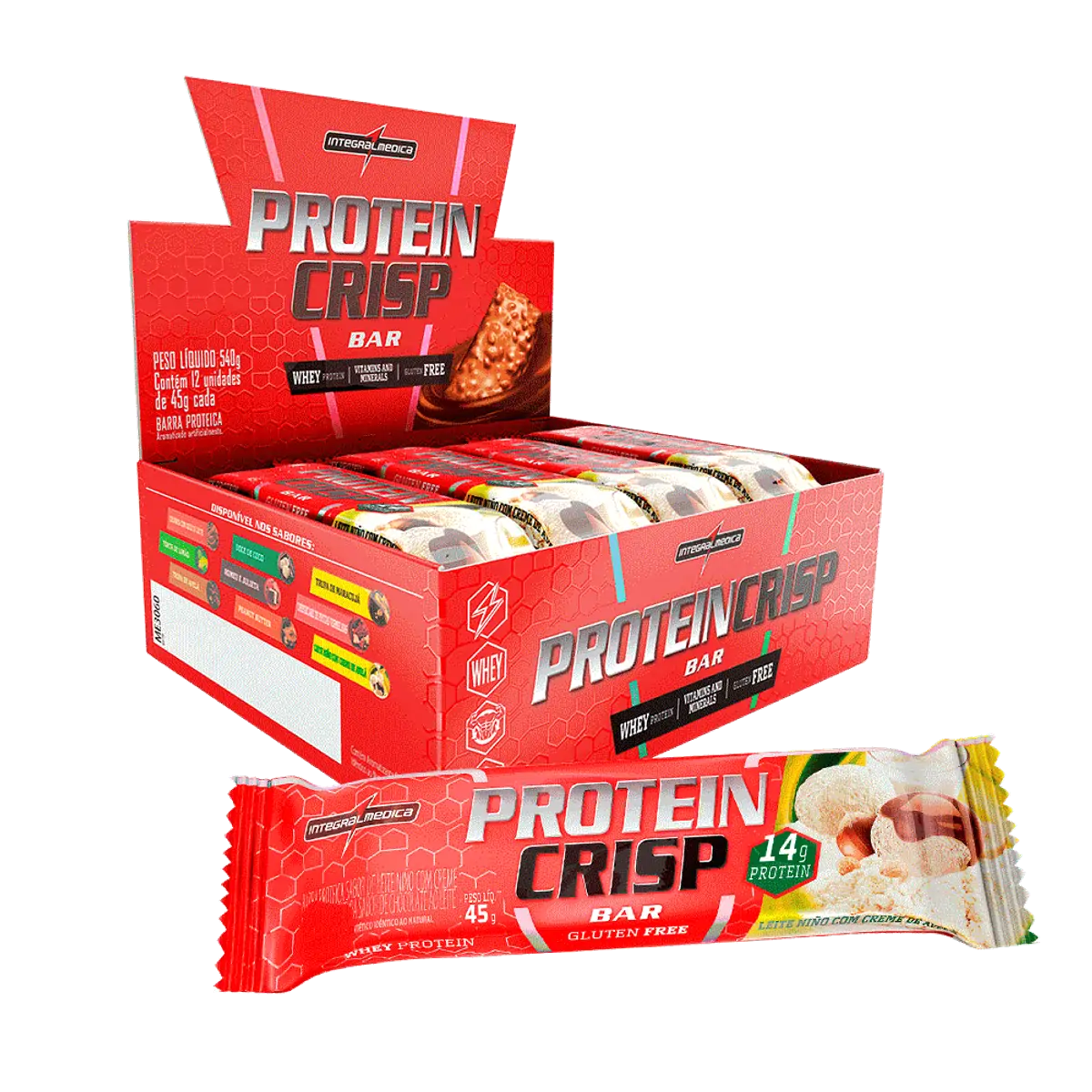 Protein Crisp Bar Leite Niño com Creme de Avelã 12 unid Integralmédica