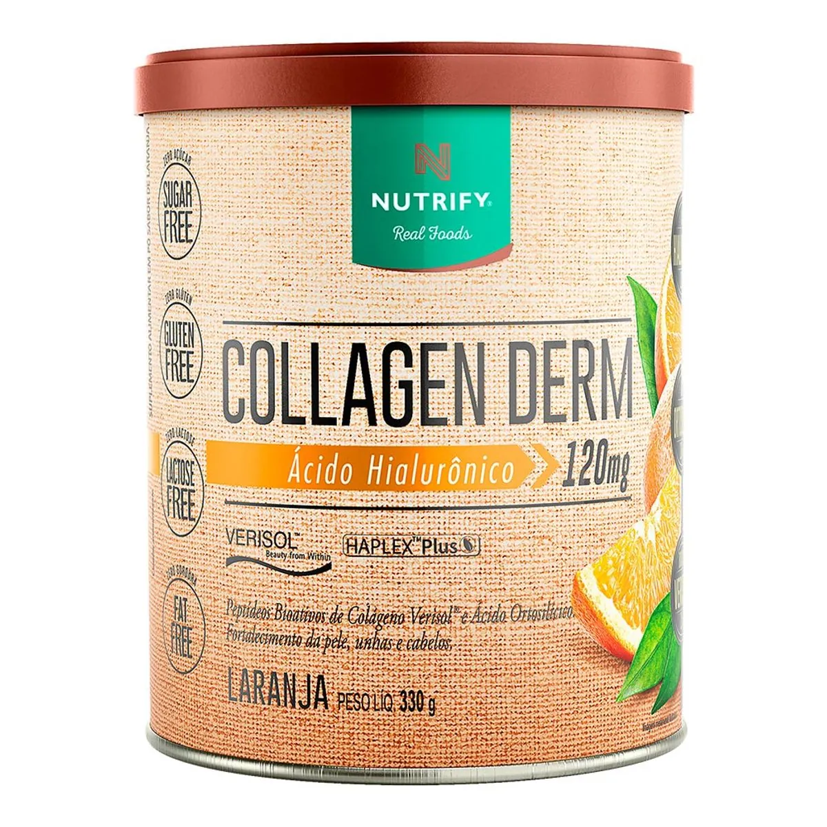 Suplemento Alimentar Nutrify Collagen Derm Ácido Hialurônico em Pó Laranja 330g