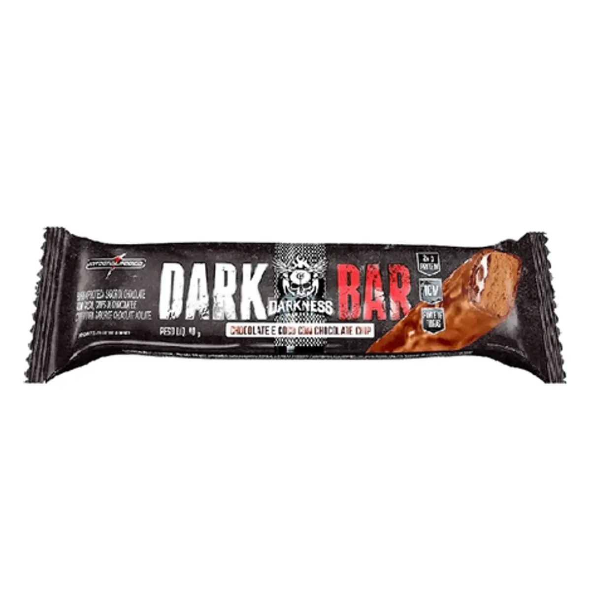Barra De Proteína Chocolate Ao Leite Com Chocolate Chips Integralmedica Darkness Dark Bar Pacote 90g
