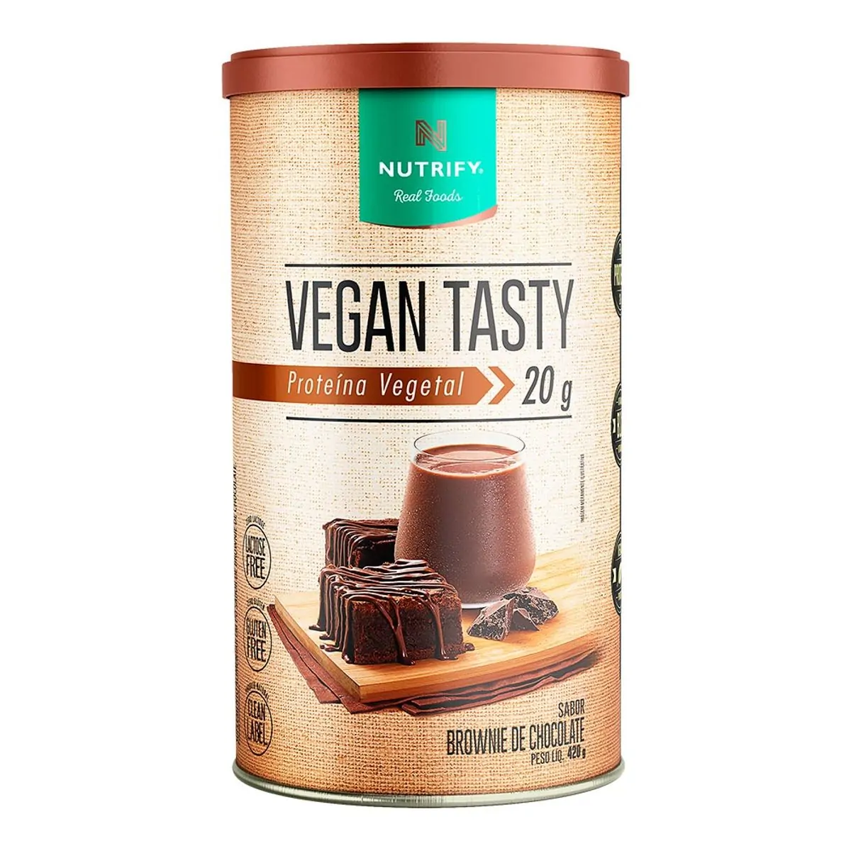 Proteína Vegetal Nutrify Vegan Tasty em Pó Brownie De Chocolate 420g